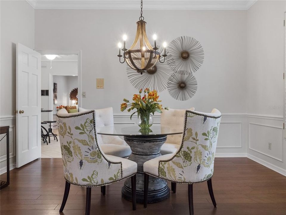 Dining room with wainscoting