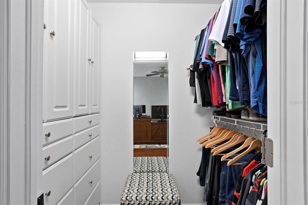 Built-in closet system in secondary bedroom upstairs