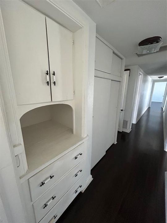 Hallway built in cabinets.