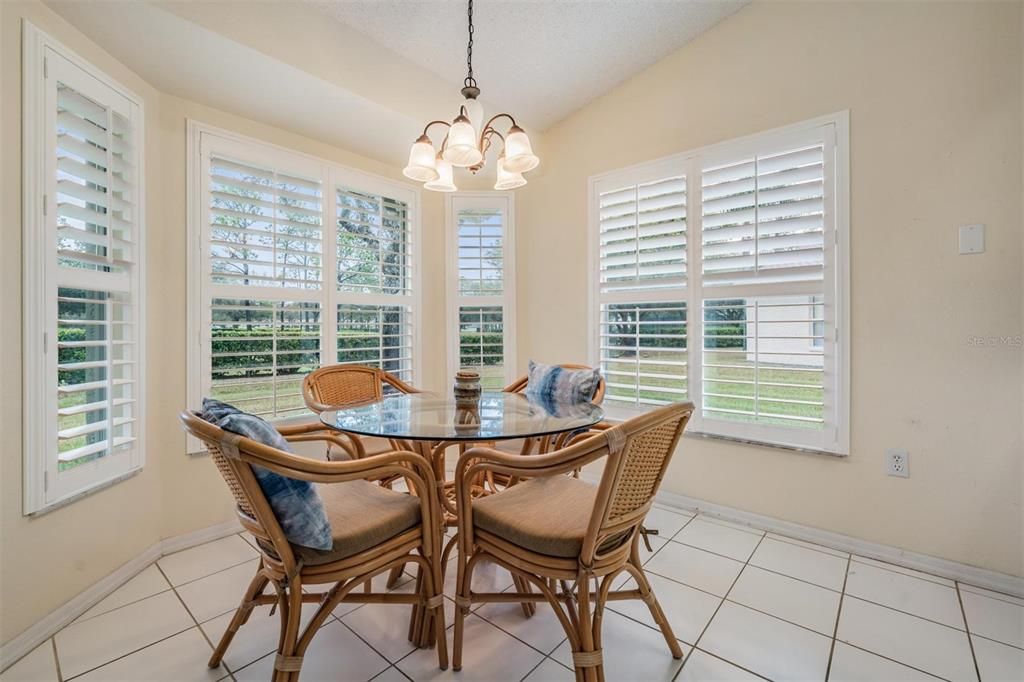 Breakfast nook with plantation shutters