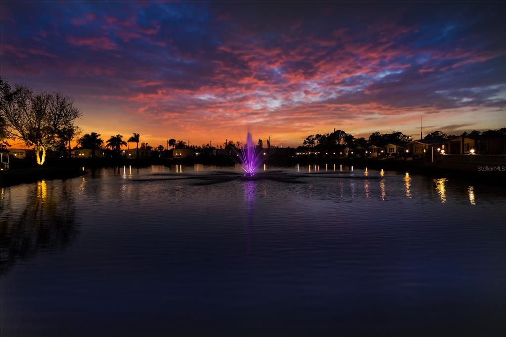 Front fountain of Lazy River Village