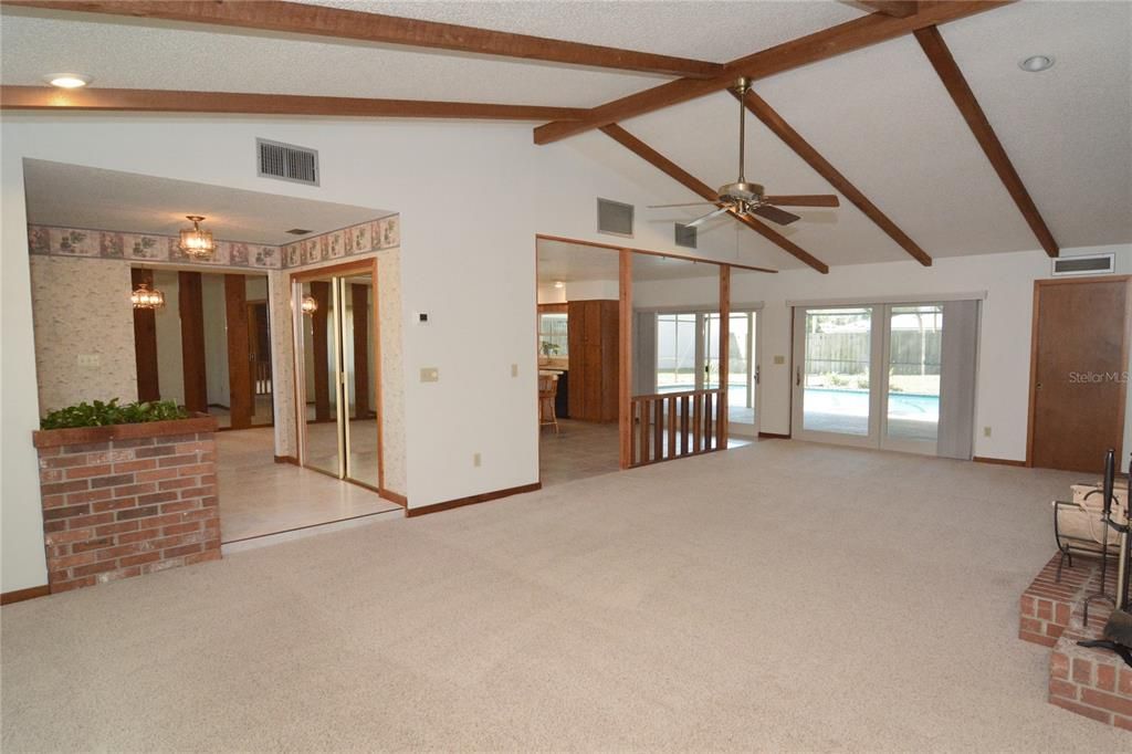 Spacious family room with vaulted ceilings