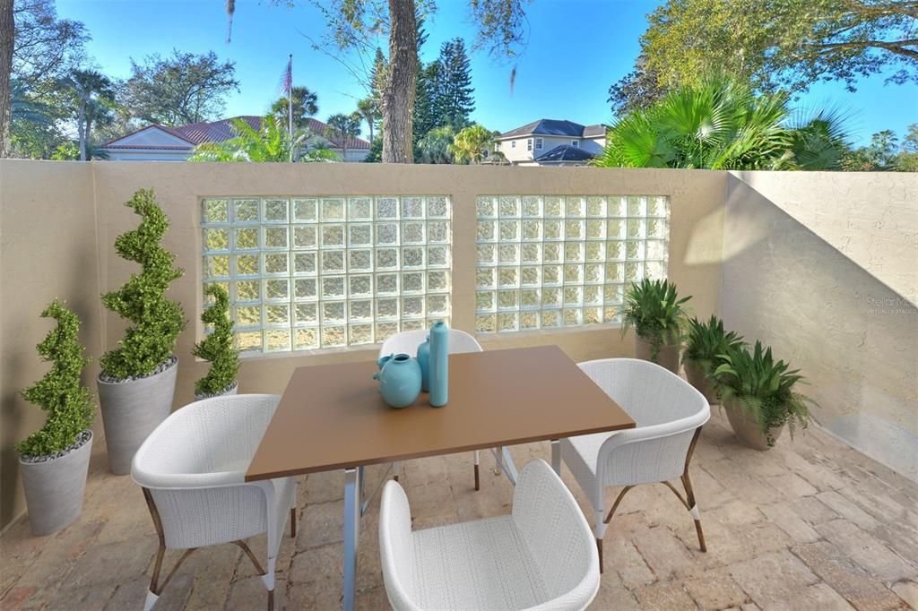 Owner's Suite Courtyard Furniture Virtually Staged