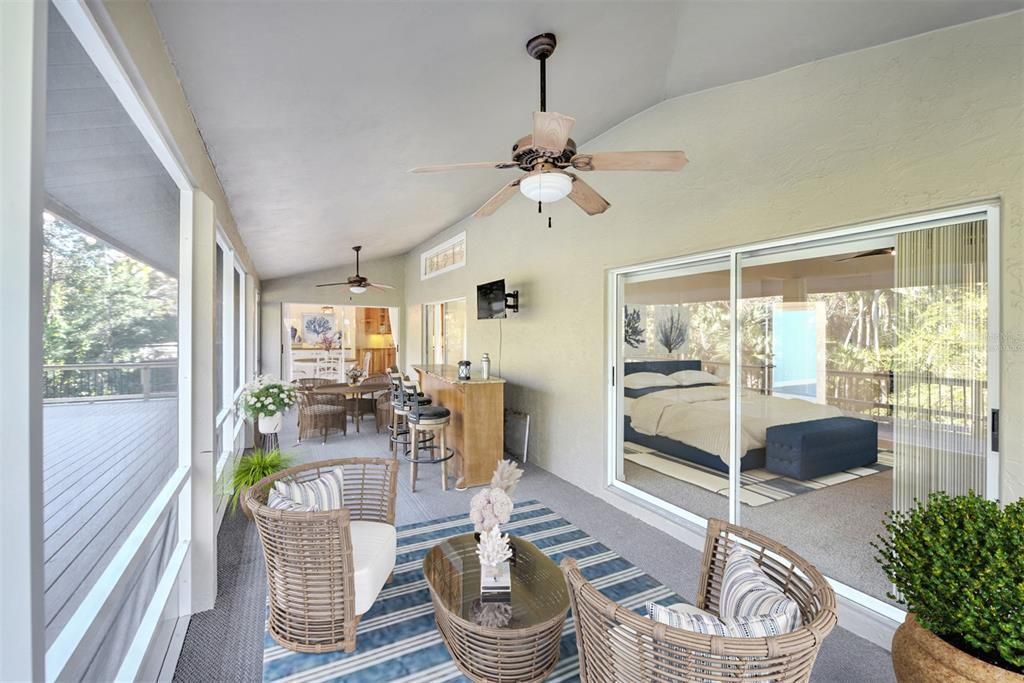 Screened Lanai with Access to Living Room, Breakfast Nook & Owners Suite Furniture Virtually Staged