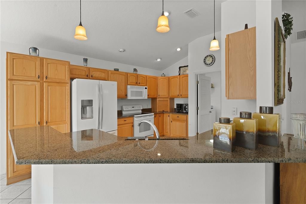 SUPERB KITCHEN, GRANITE COUNTERS, BREAKFAST BAR, AMPLE CABINETS