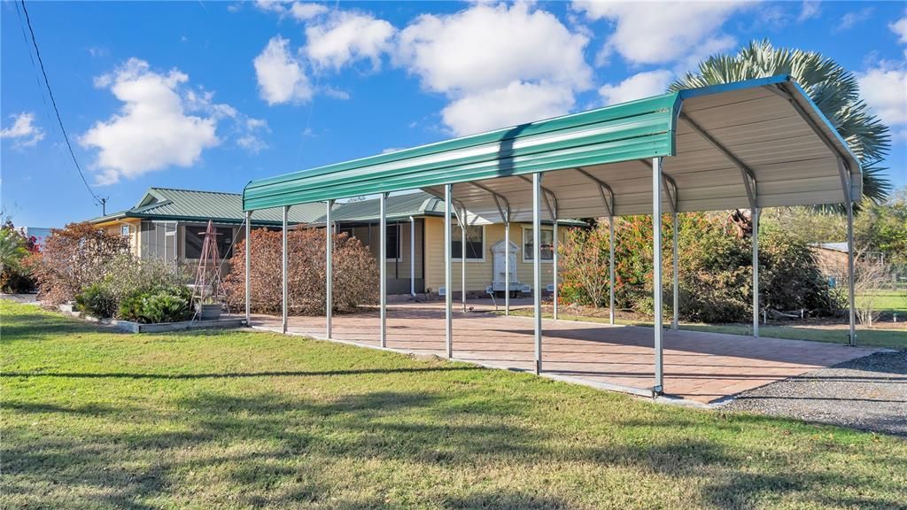 Covered parking with paver flooring