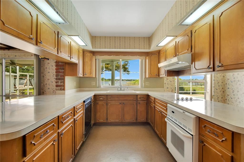 Kitchen with nice lake view