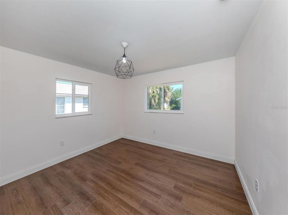 The guest bedroom is on the opposite side of the house than the main bedroom. This provides some privacy for all.