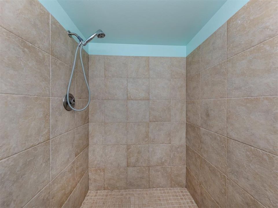 The main bathroom has a walk in shower.