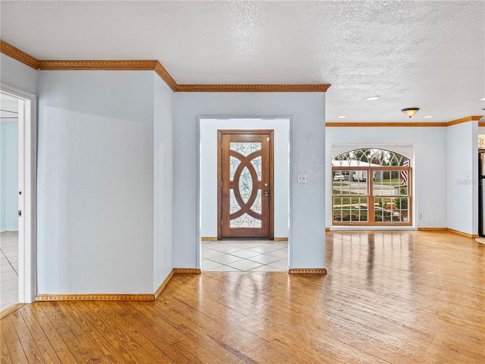 Foyer and part of the living room and dining room is to the right.