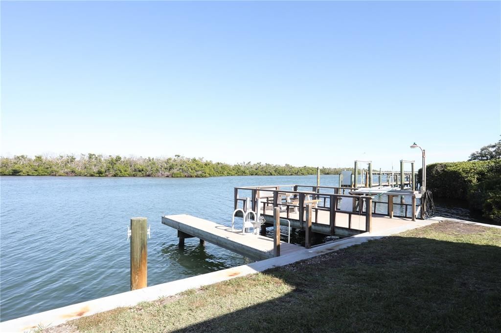 Fishing dock with cleaning station on Lemon Bay
