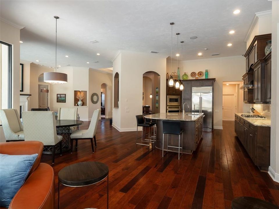 ANOTHER VIEW FROM SECOND LIVING AREA TO KITCHEN AND BREAKFAST AREA