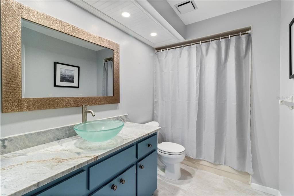 Guest Bathroom w/ Granite Vanity Top and Vessel Sink