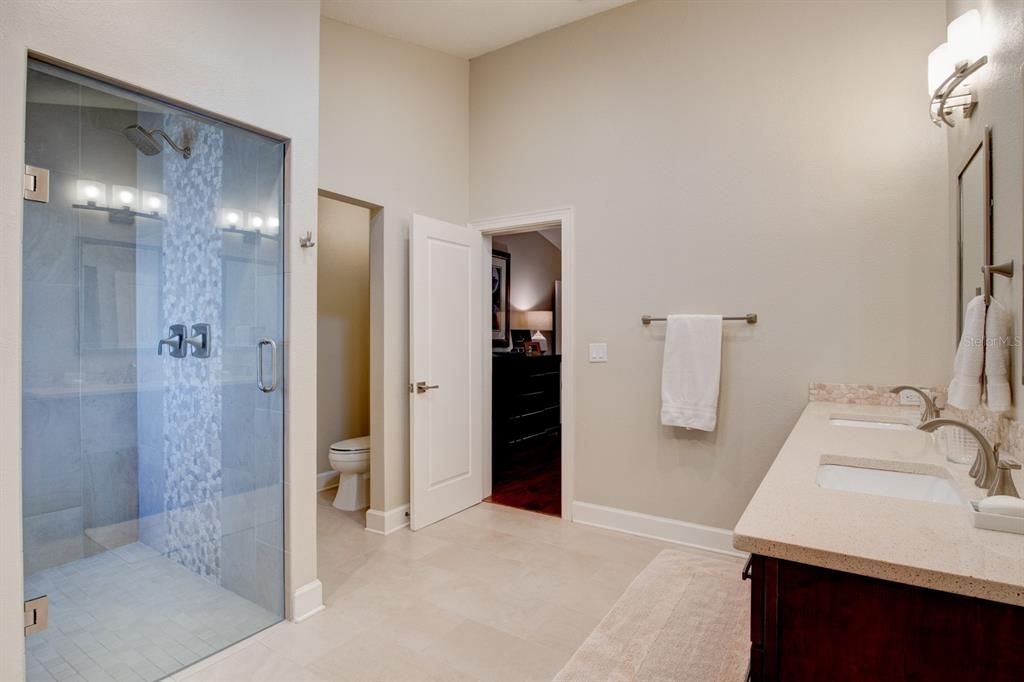 Shower with Curbless Entry and Steam Shower Option