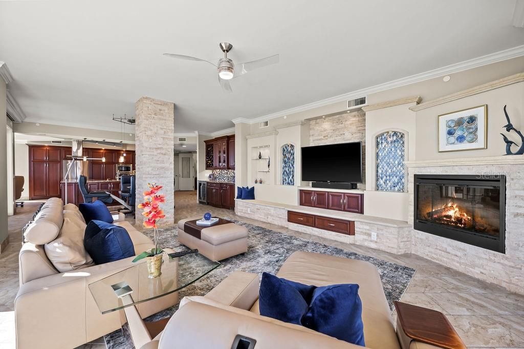 Beautiful living room with fireplace