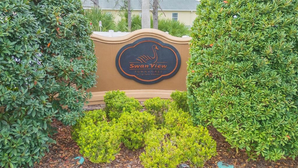 Swan View Townhome entry sign