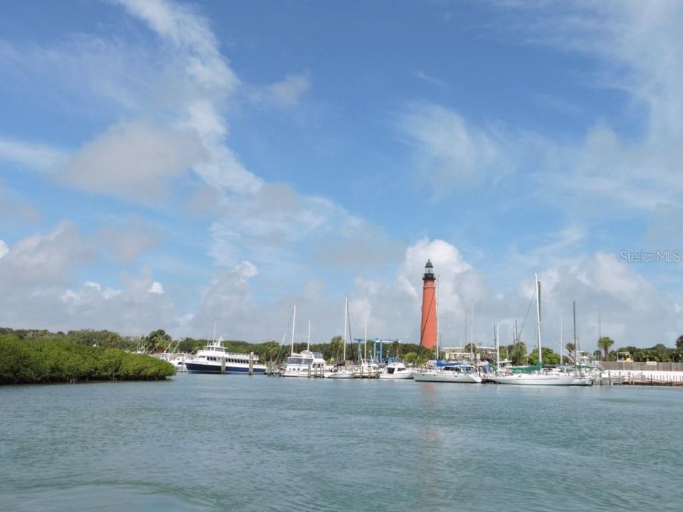 View of Ponce de Leon Lighthouse from New Smyrna Beach