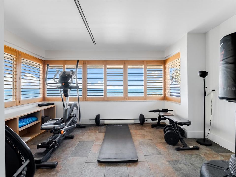 3rd floor Workout room with Sauna and Ocean views.