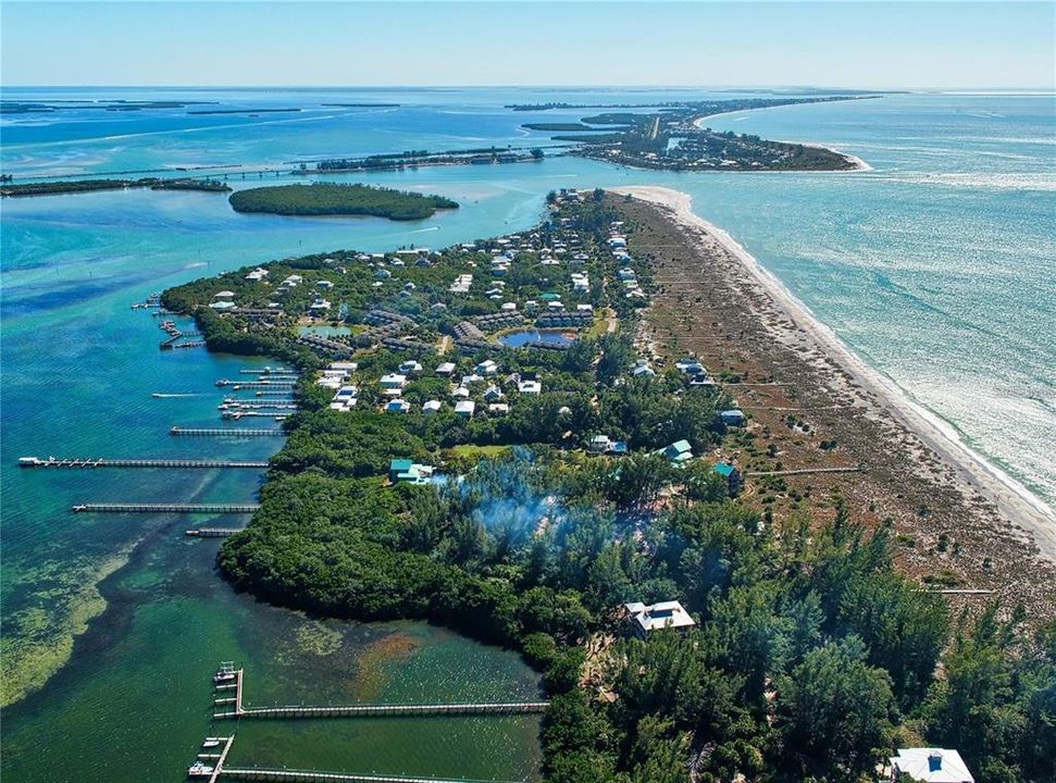 Little Gasparilla Island to the south-Photo is not representative of the current condition of the community and buildings.