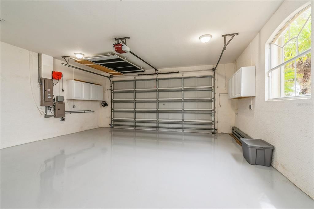 2 car Garage with redone flooring with new cabinets