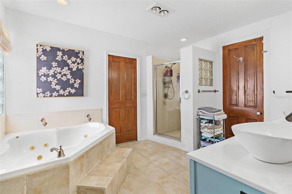 Primary bathroom with Walk-in Shower and Garden Tub