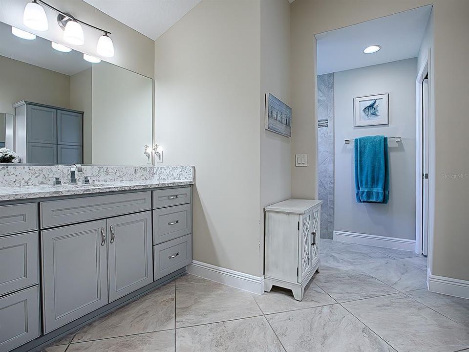 This master bath is SO spacious, light & bright