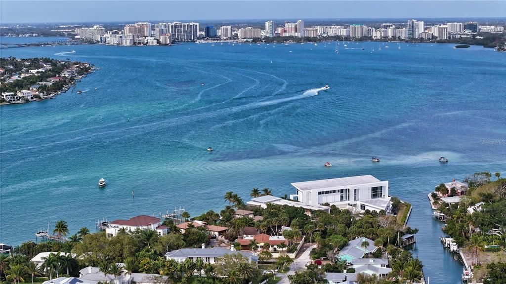 One of the few properties capturing downtown views on the northern tip of Siesta Key.