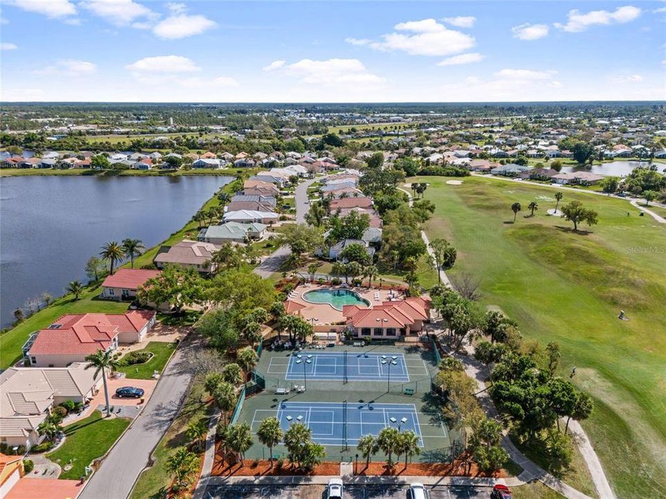 8 sparkling lakes, heated pool, workout room, 450 homes.