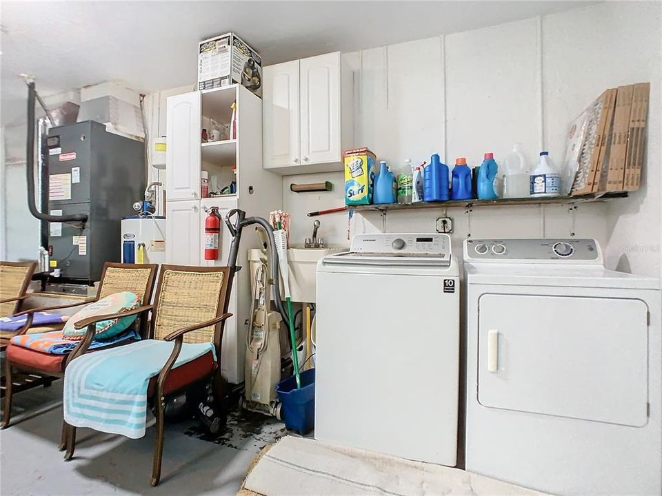 Laundry is located in garage.