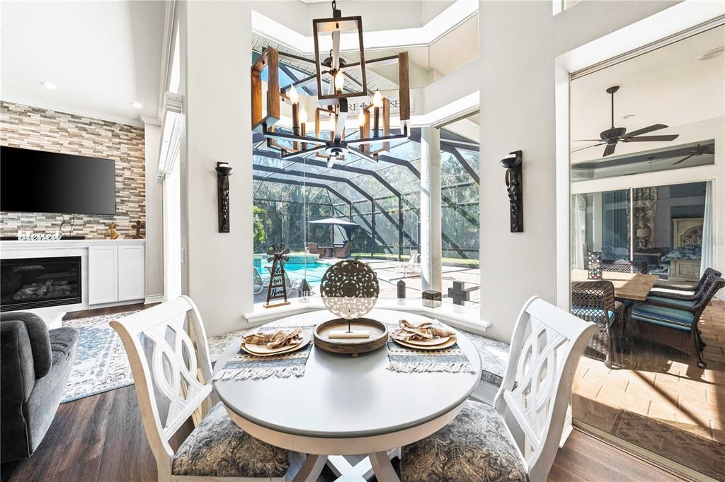 Custom Built Breakfast nook overlooking the pool