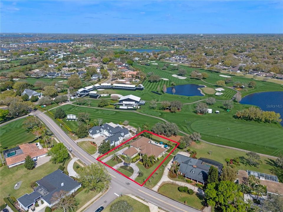 Front Drone of Property with Golf Course