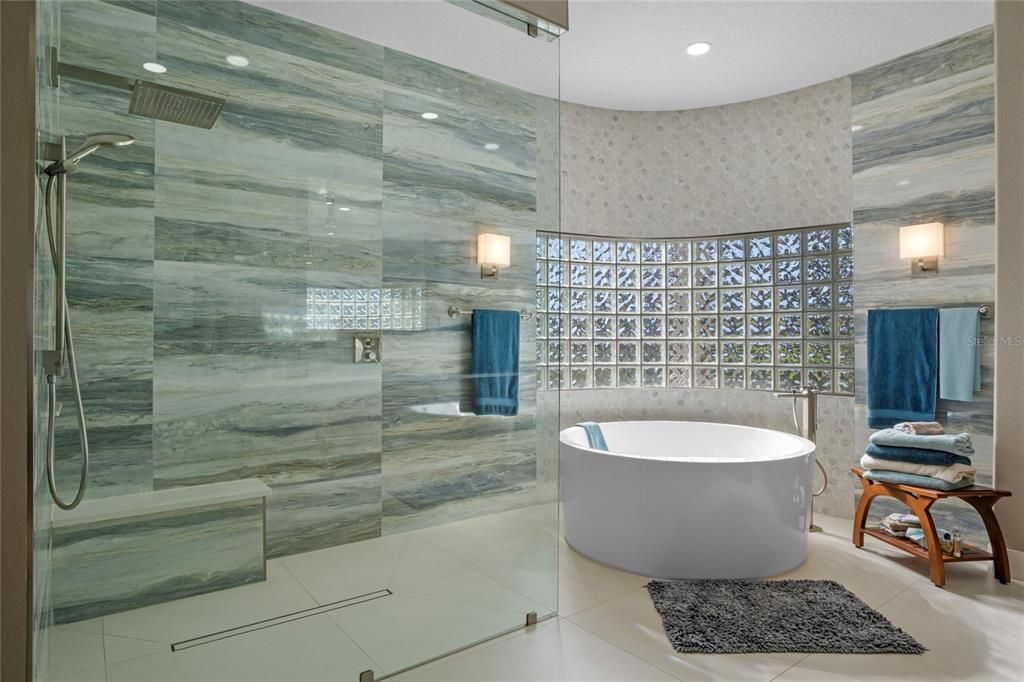 Walk-in Shower and Round Tub