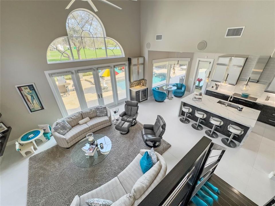 Loft View of Family Room and Kitchen