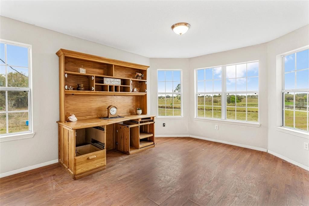 Family Room with Bay Windows