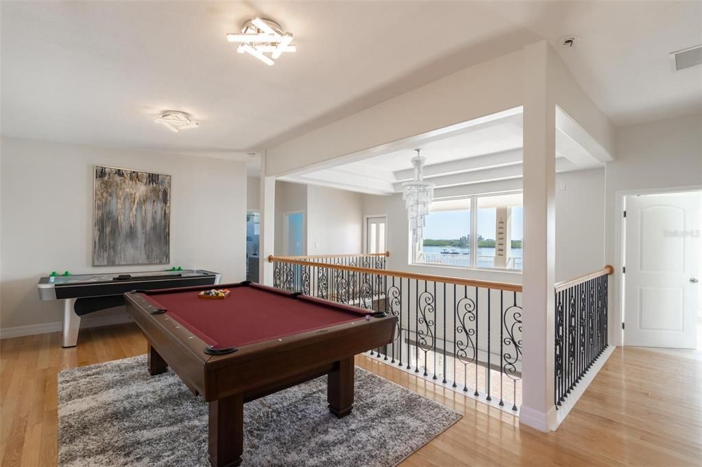 Family room or game room with riverviews