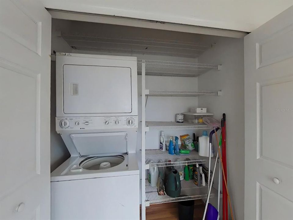 Washer and dryer plus double size closet