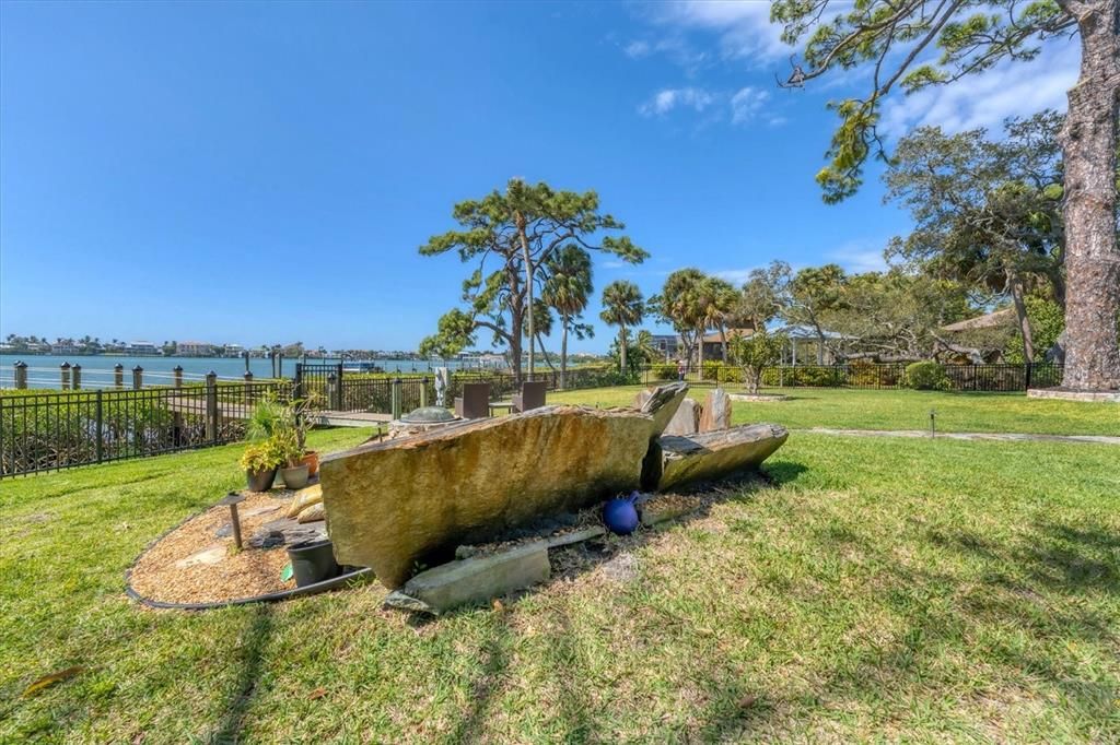 Fire pit area overlooking the Bay