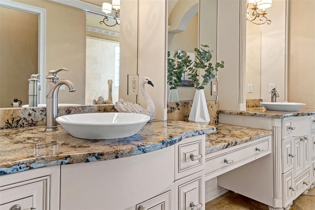 dual sinks with step down vanity