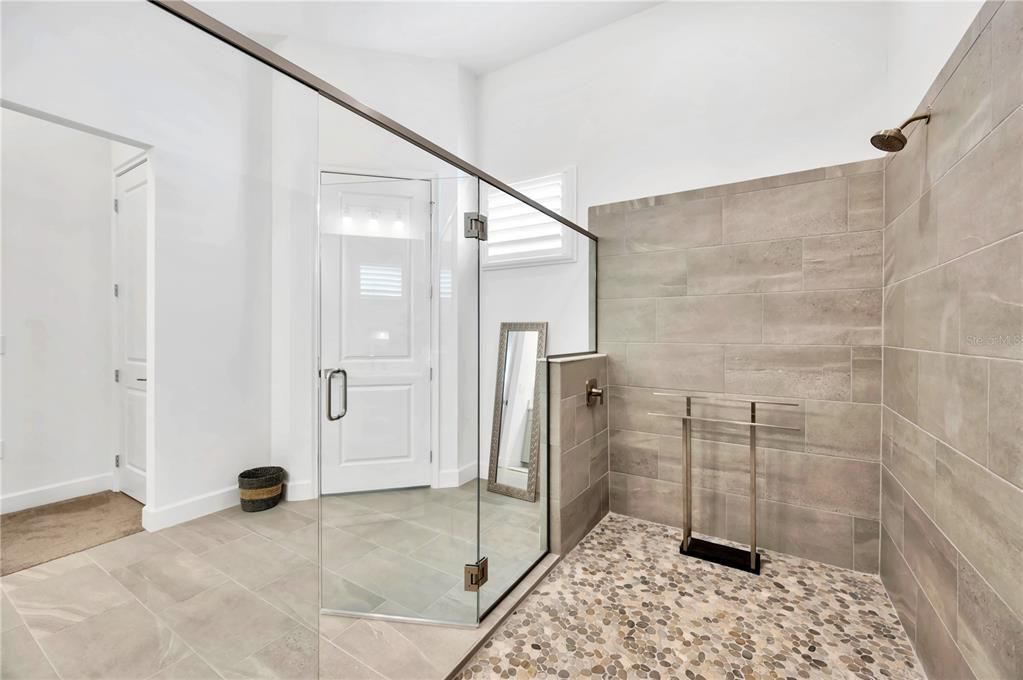 Pretty Tile Combination including the River Rock Shower Floor.