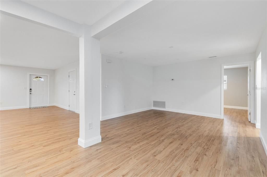 Entry way, living & dining rooms