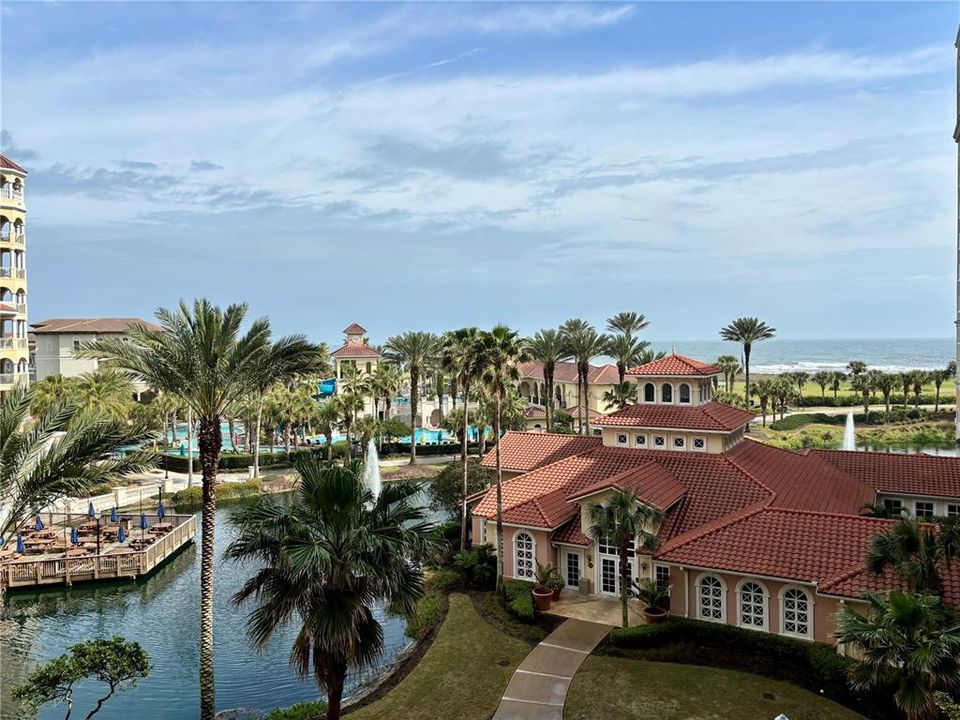 View east from balcony to the ocean.