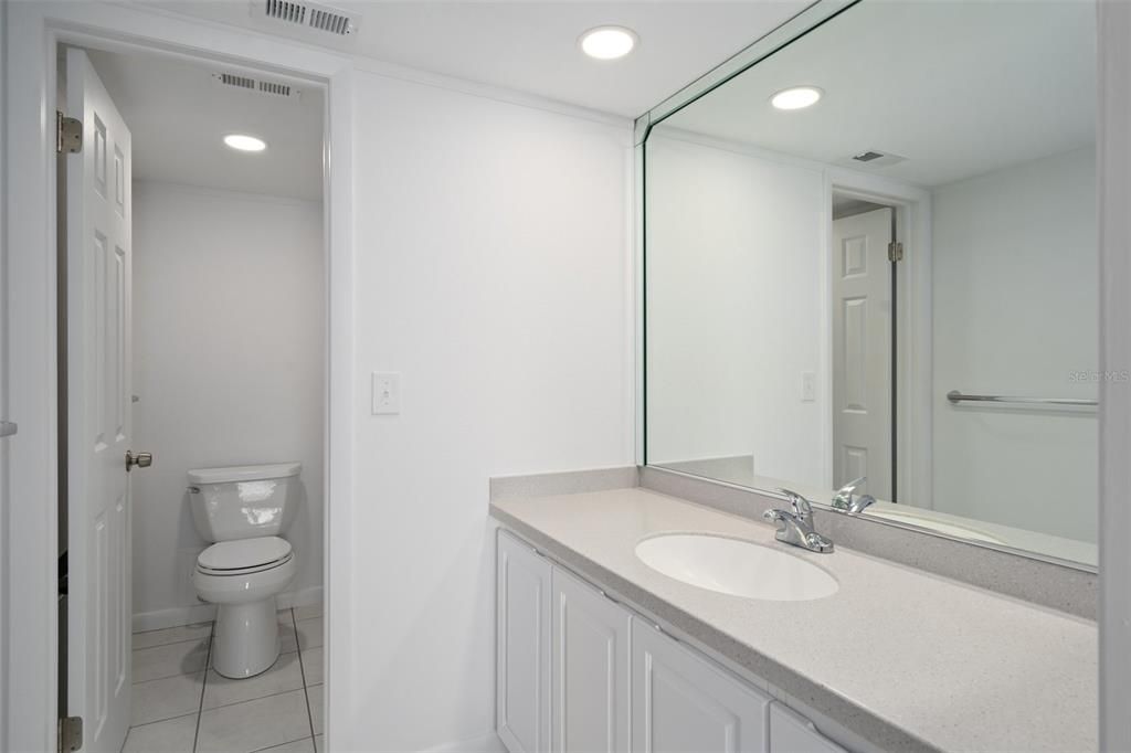 Master bath with new vanity and tops