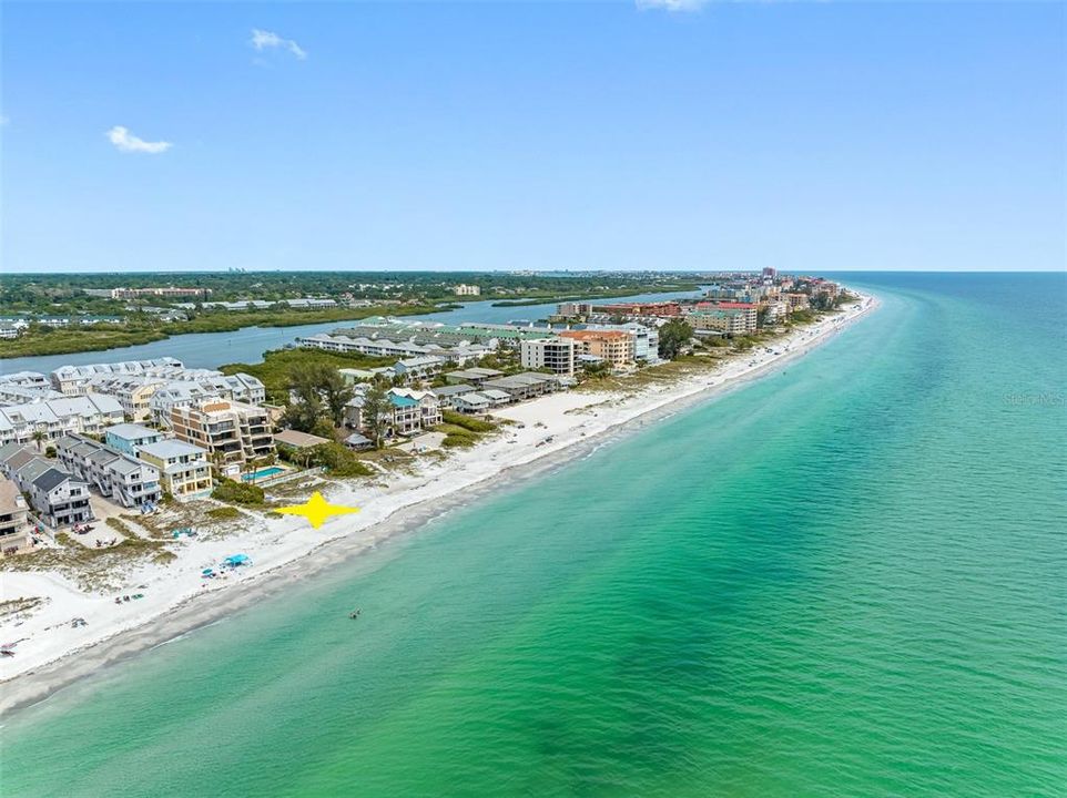 ..  Indian Shores Looking South by Barefoot Terrace.. Located About 7 Miles South of Clearwater Beach & 7 Miles North of Johns Pass.. Indian Shores is 22 Miles Due West From Tampa Airport.