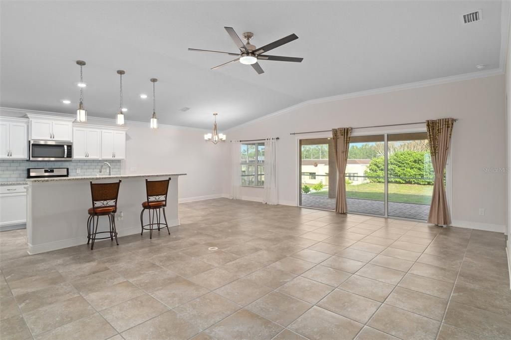 Great Room/Kitchen, The Sliding Glass Doors Open to Expand your Entertainment Space