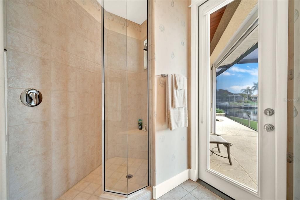 with a walk-in Shower and access to the Pool Deck