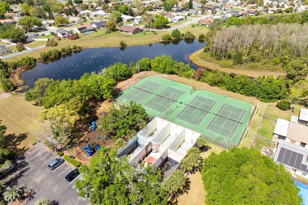 AERIAL VIEW OF TENNIS COURTS