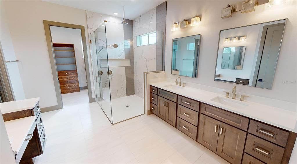 Primary bath with dual vanities