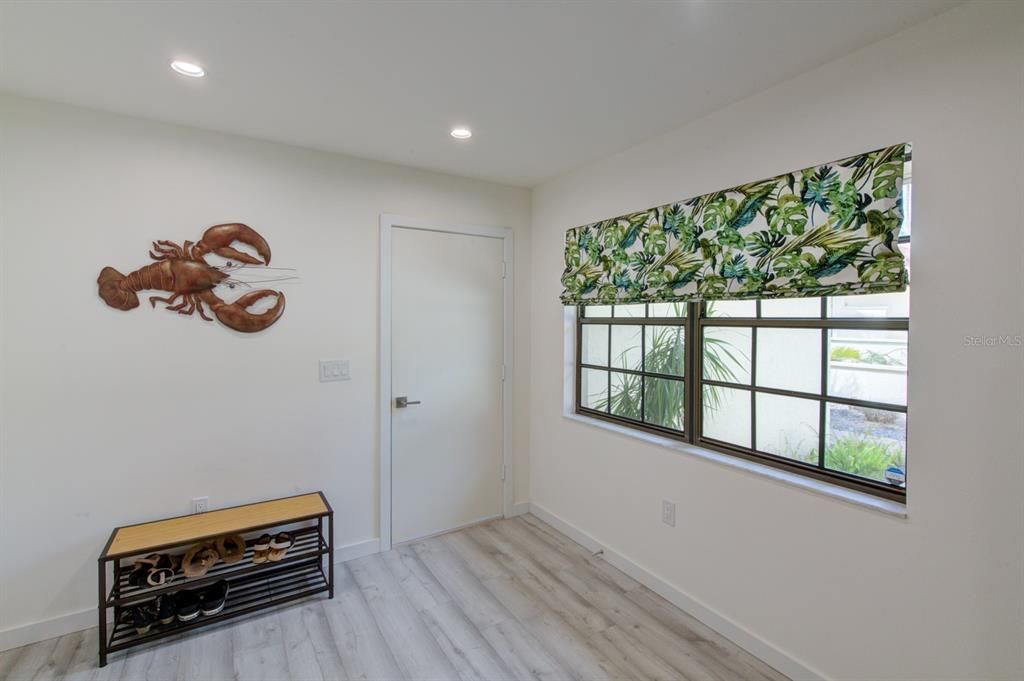 Kitchen breakfast nook with entrance to garage