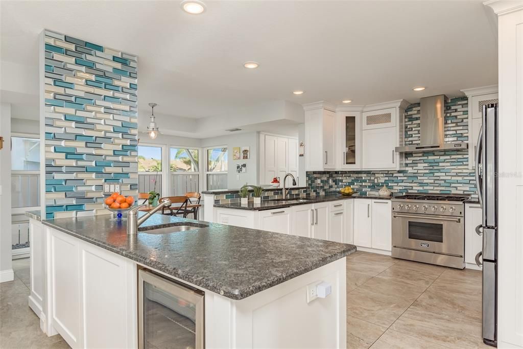 Gourmet kitchen features leathered granite