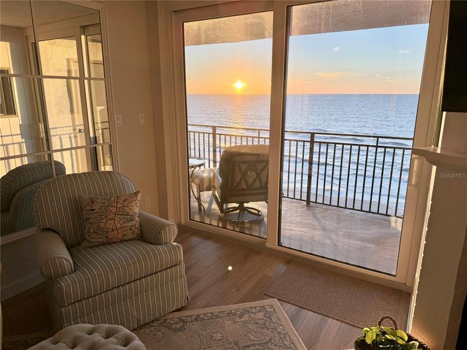 Living Room Sunset- Glorious Gulf beach views from all living areas.